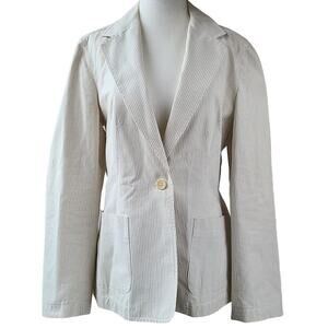 Max Mara Weekend Cotton Pinstripe Blazer Single-Button Women US Size 10 MaxMara